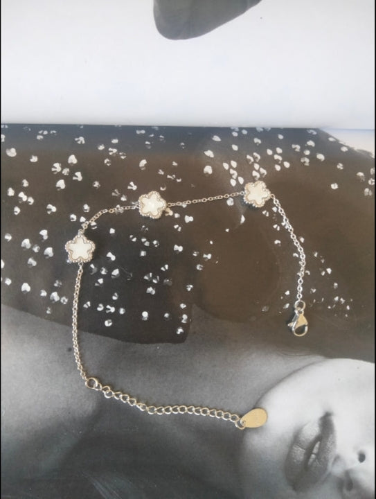 Bracciale white Flower silver