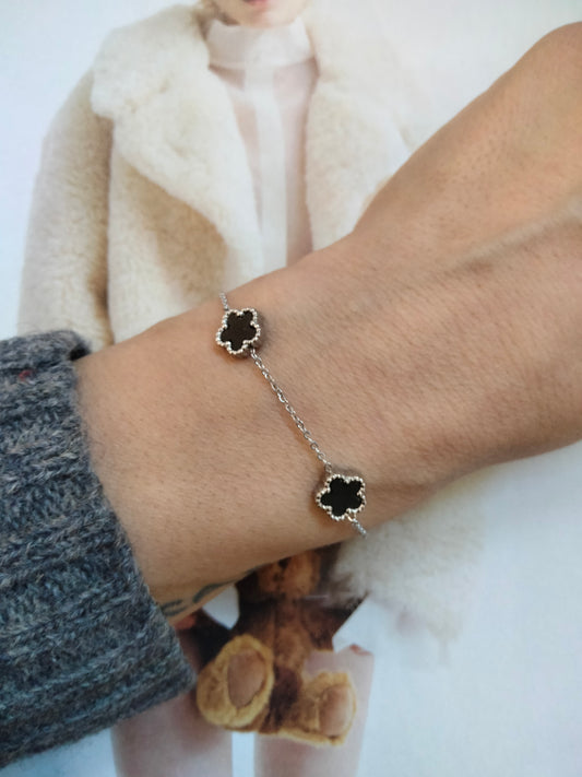 Bracciale black Flower argento