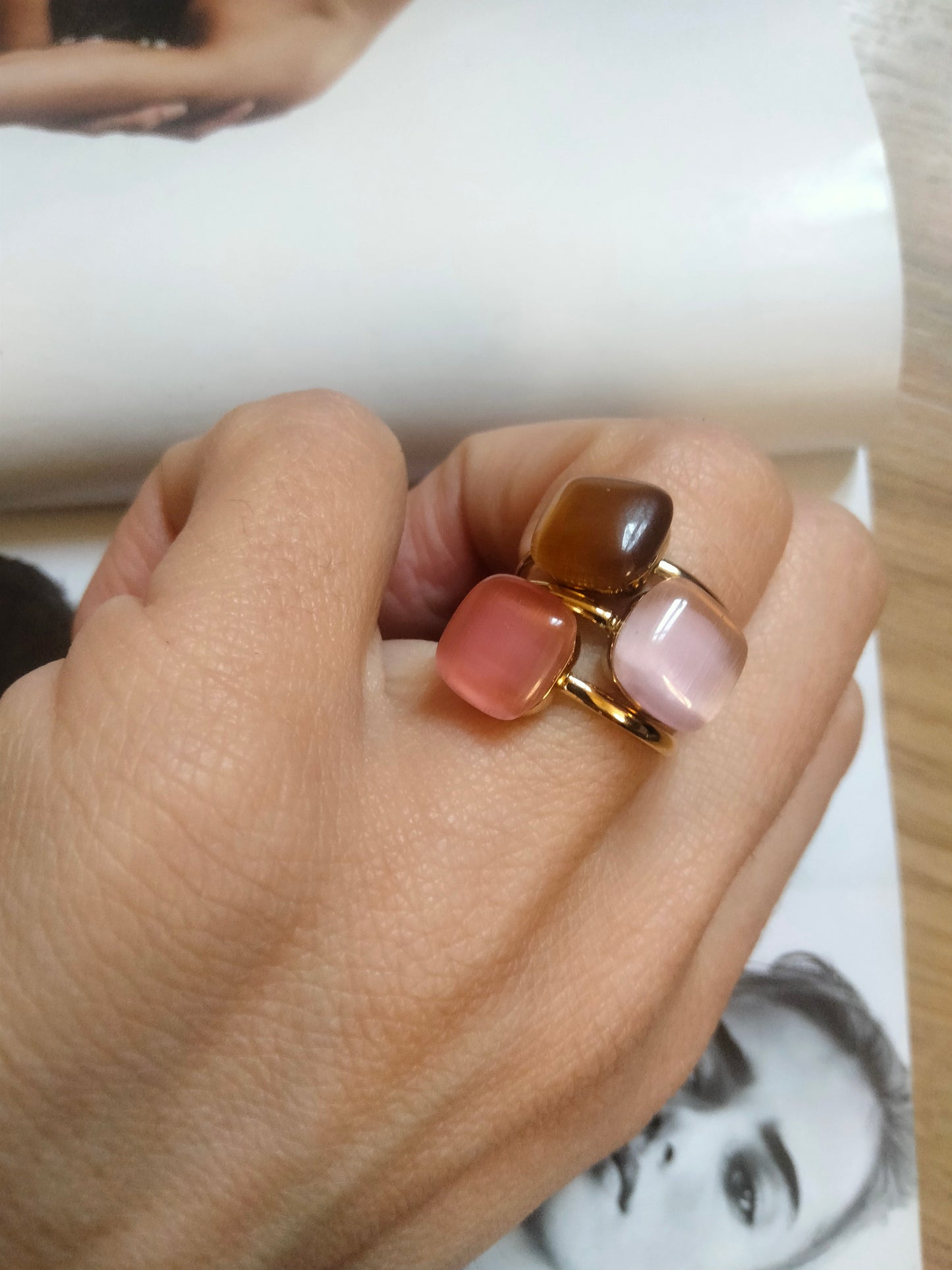 Anello Dado color Rosa Antico