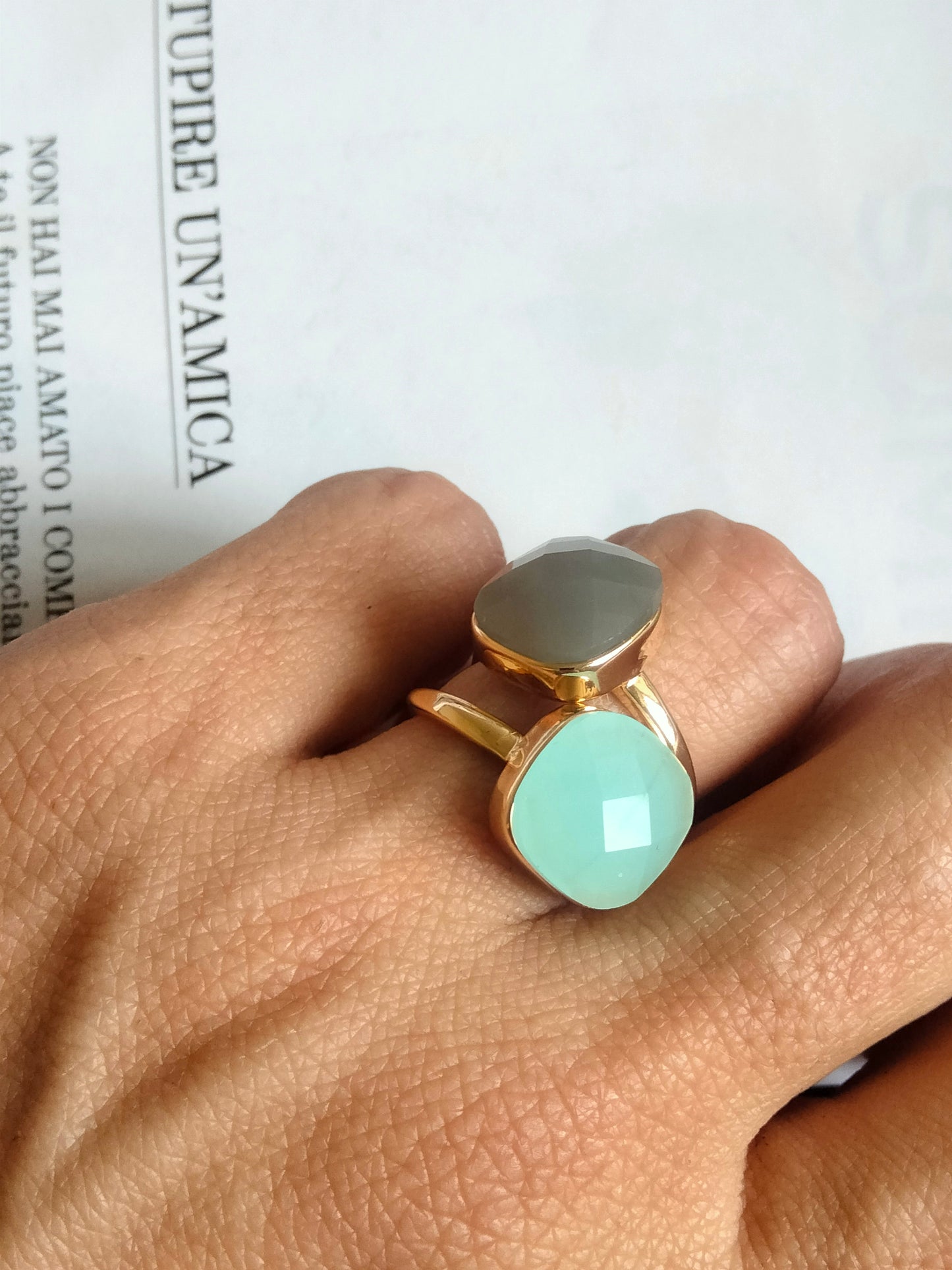 Anello Lisa color acqua marina