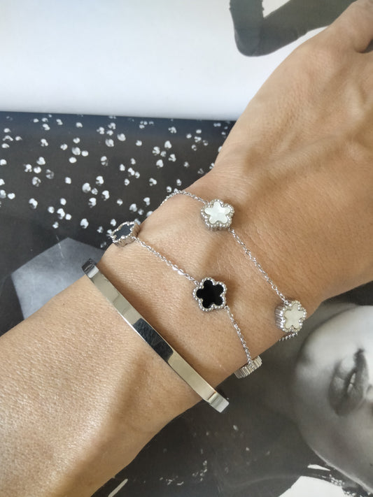 Bracciale white Flower silver